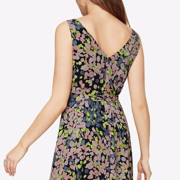 BCBG MAXAZRIA Jessica Floral-Print Dress DARK MIDNIGHT COMBO Size 0 - Picture 3 of 6
